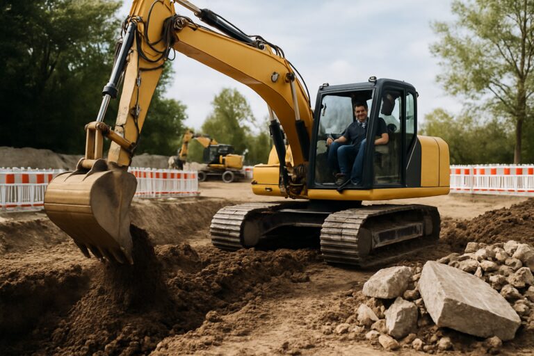 Baggerarbeiten für kleine Baugruben bis große Tiefbauprojekte, inklusive Erdaushub und Rückbau